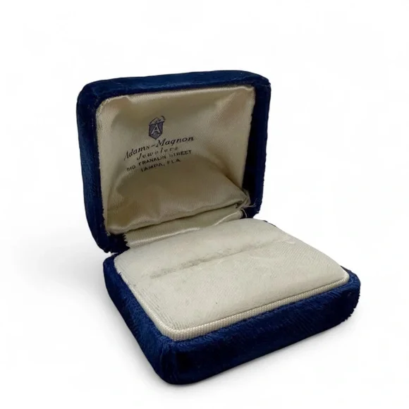 Vintage Royal Blue Velvet Jewelry Ring Presentation Box Adams-Magnon Tampa FL - Picture 2 of 9